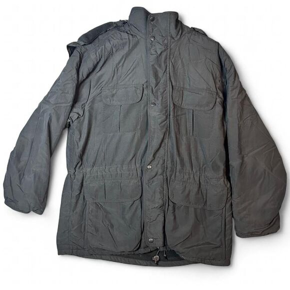 Eddie Bauer Other - Eddie Bauer Vintage Black Coat Jacket Lined Insulated Adjustable Large Overcoat